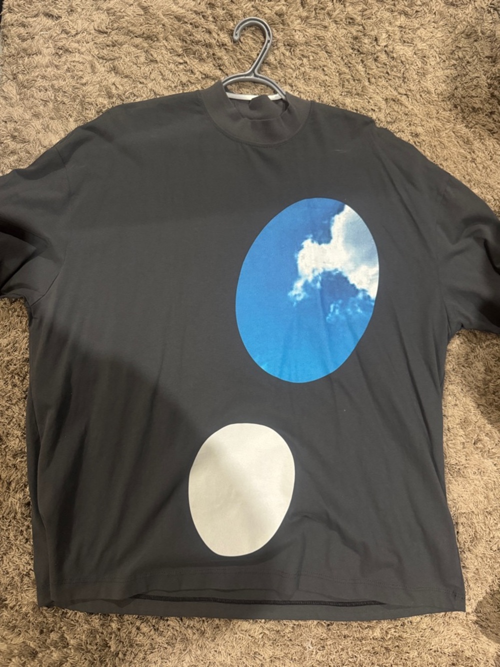 Yeezy Black Graphic Long-Sleeve Shirt with Blue & White Prints